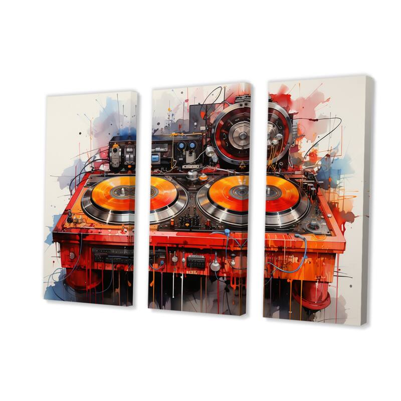 Designart "Abstract Turntables Music Boom Boxes I" Music Canvas Print